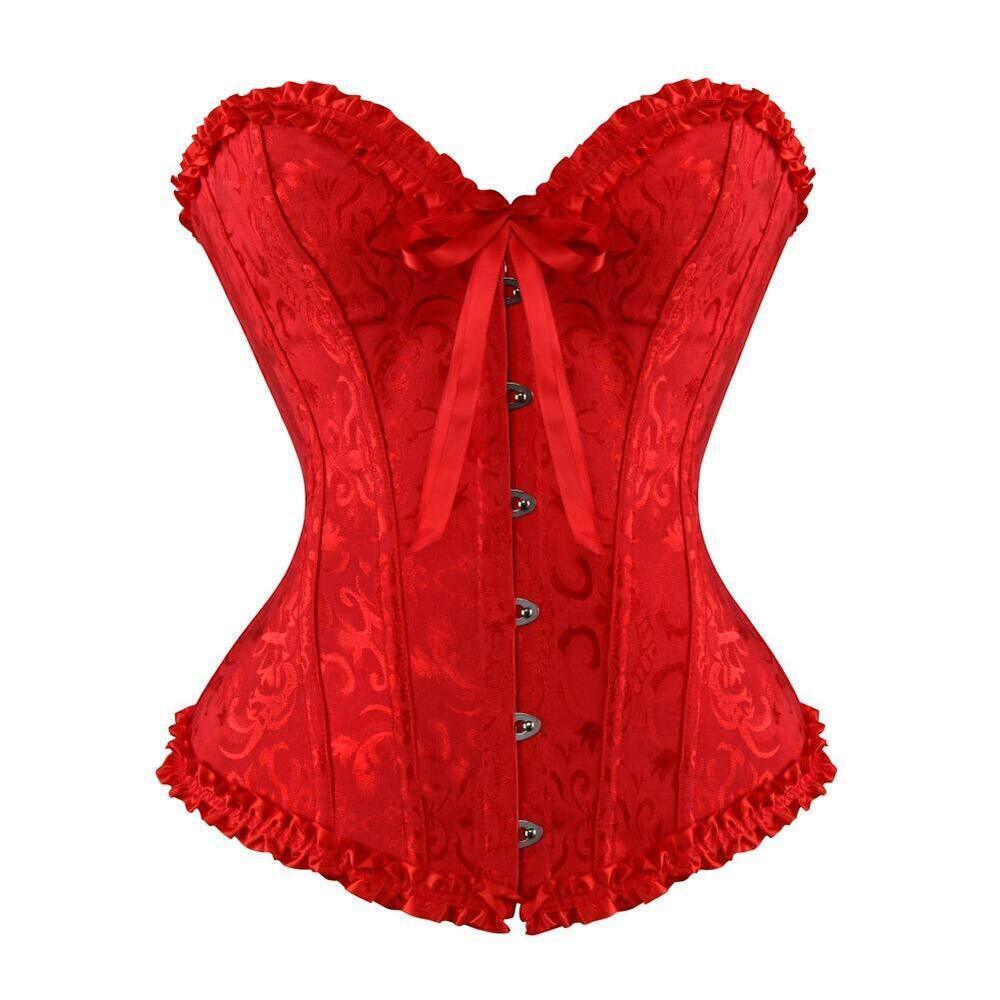 5335 Overbust Boned Corset Burlesque Basque Top Lace-Up Costume Waist